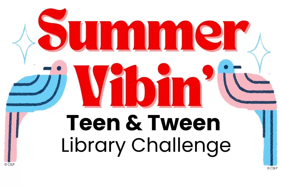 Summer Reading 2025 T(w)een Logo 3 x 2 in Teen & Tween Summer Reading logo: Summer Vibin'